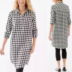 J Jill Black and White Checkered Dress